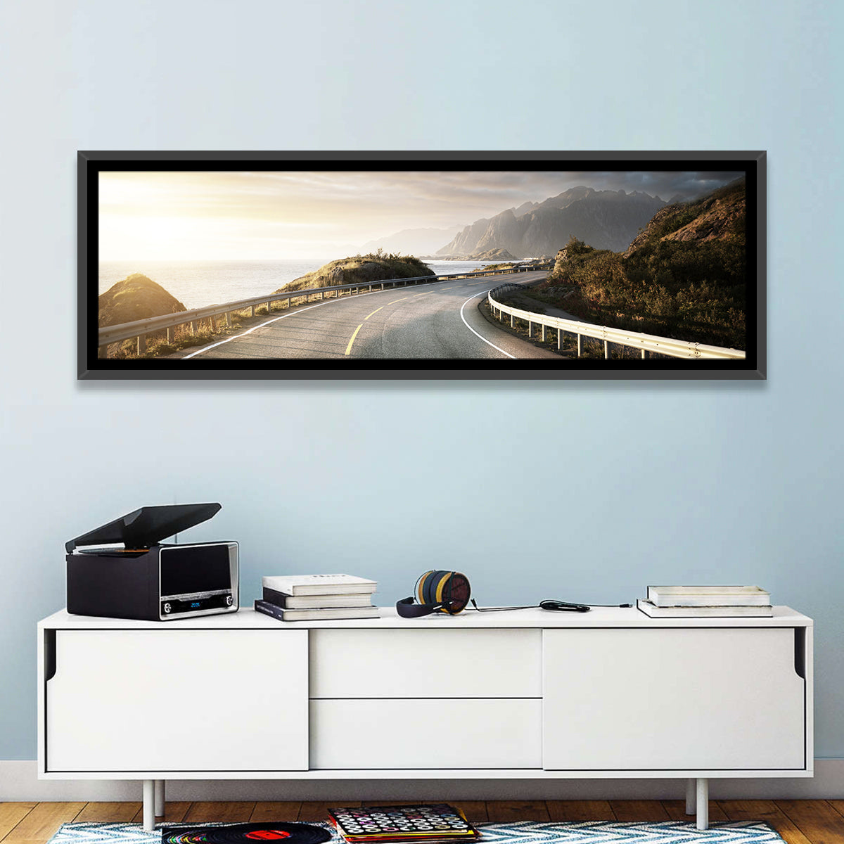 Golden Sunrise Coastal Road Wall Art