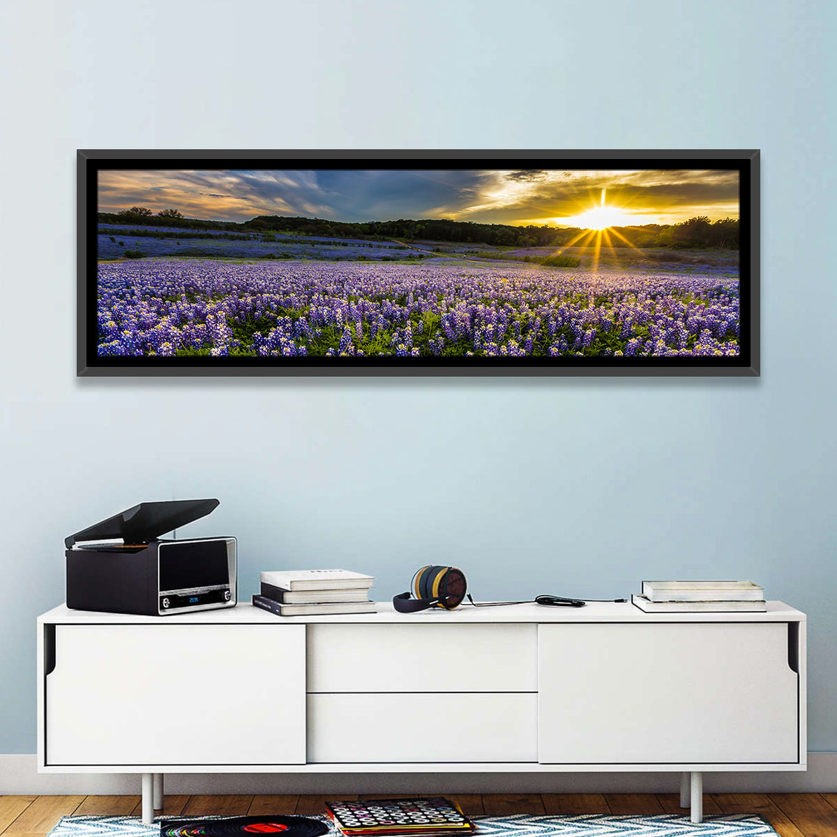 Texas Bluebonnet Field at Sunset Wall Art