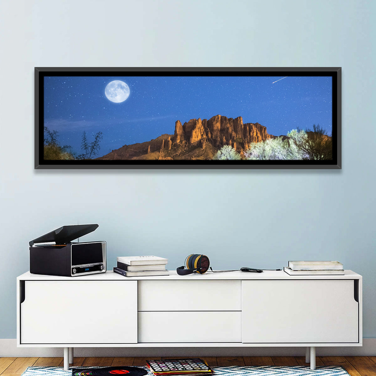 Moonlit Superstition Mountains Arizona Wall Art