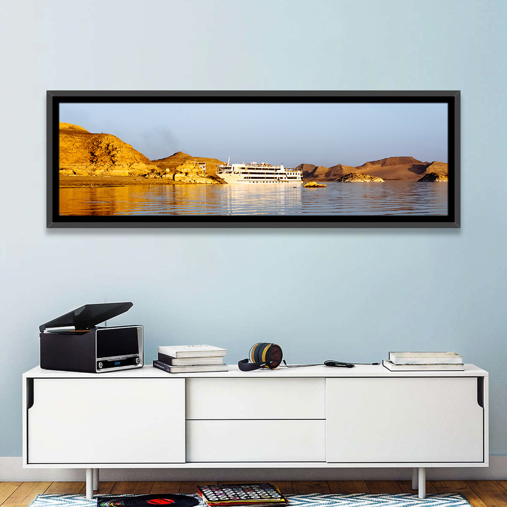 Lake Nasser Cruise Ship at Golden Hour Wall Art