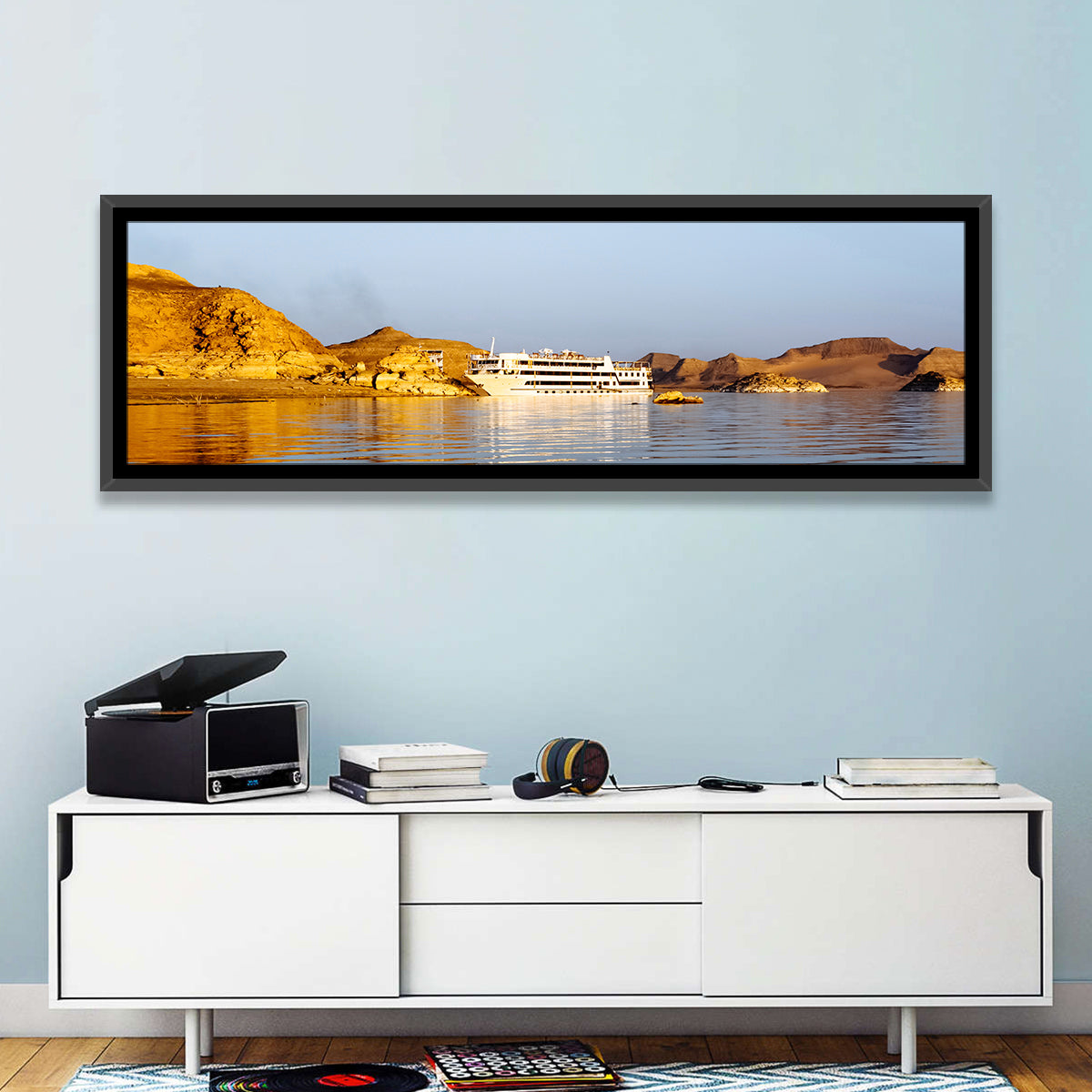 Lake Nasser Cruise Ship at Golden Hour Wall Art