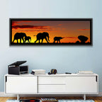 Elephant Herd at Sunset Wall Art