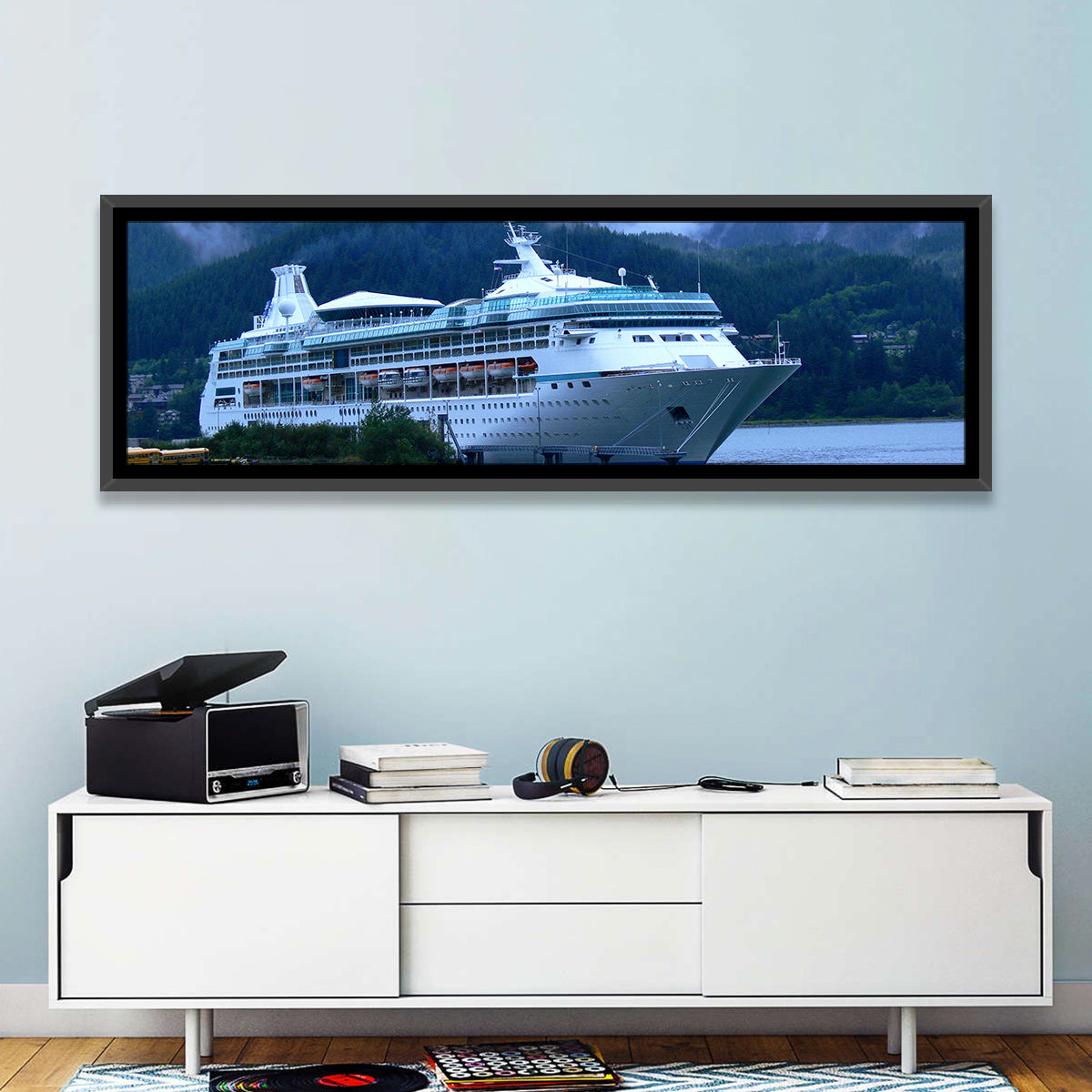 Misty Docked Cruise Ship Wall Art