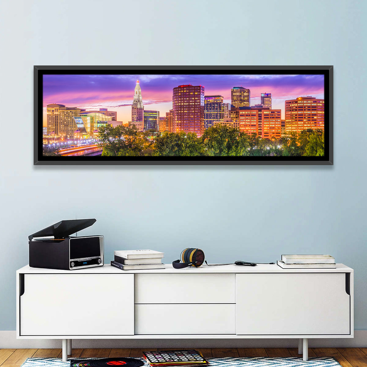Hartford Skyline at Dusk Wall Art
