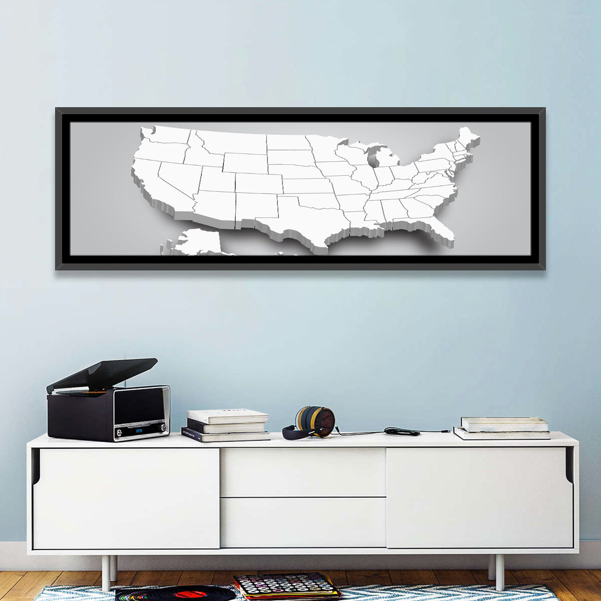3d USA Map with Alaska and Hawaii Wall Art