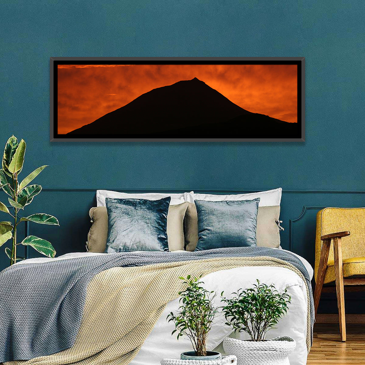 Pico Island Volcano Silhouette at Sunset Wall Art