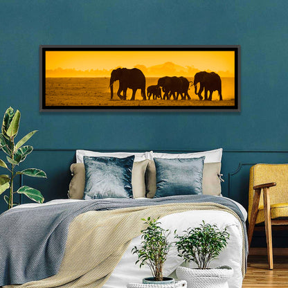 Elephant Family Silhouette Wall Art