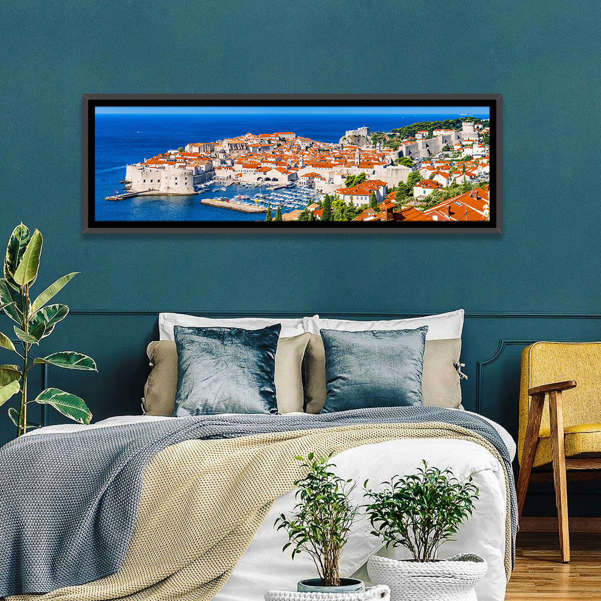 Dubrovnik Old Town View Wall Art in a room, panoramic