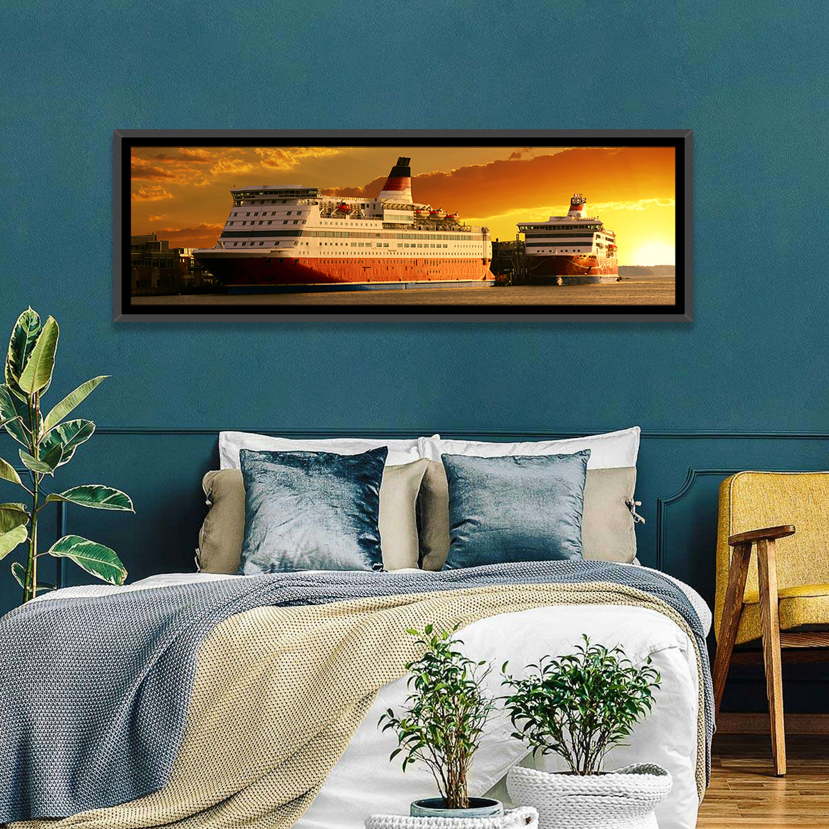 Red-hulled Cruise Ships at Dusk Wall Art
