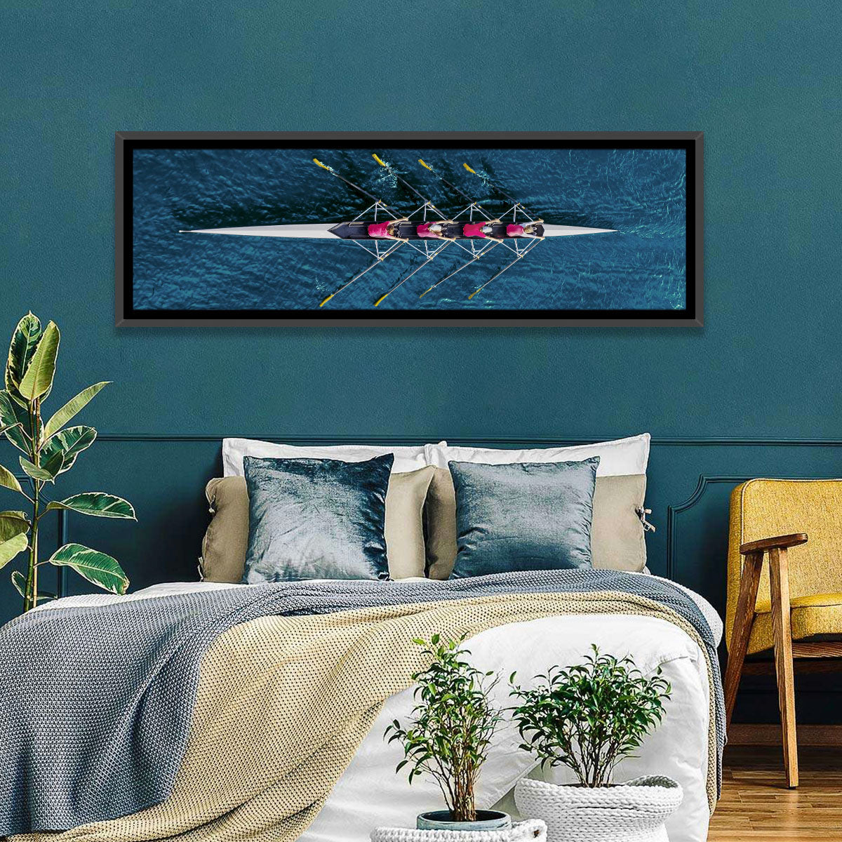 Four Rowers in Pink Shirts Wall Art