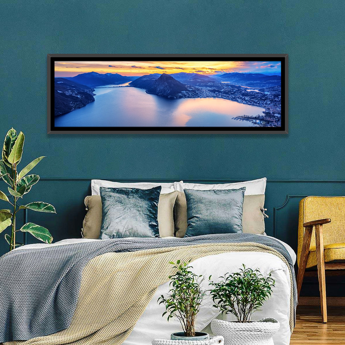Sunset Over Lake Lugano Wall Art