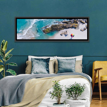 Aerial Beach with Rainbow Umbrella Wall Art