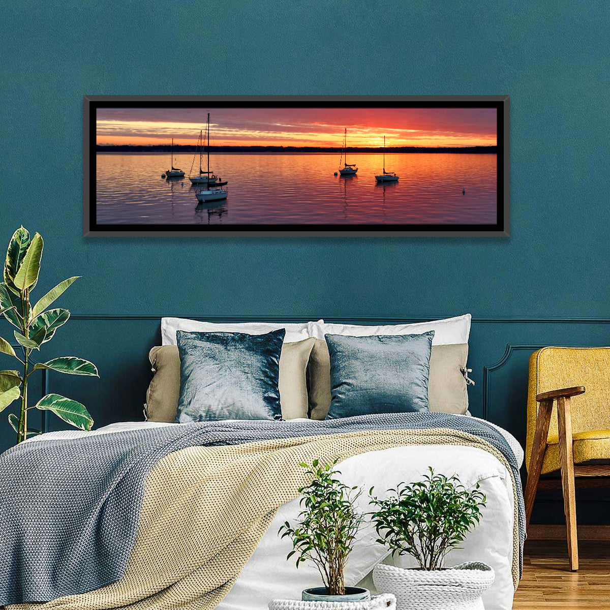 Lake Mendota Sailboats at Sunset Wall Art