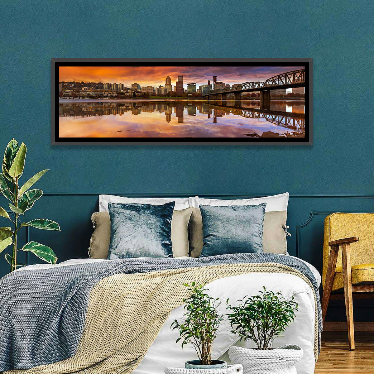 Portland Skyline at Sunset Wall Art