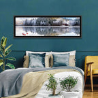 Red Cottages on Winter Lake Wall Art