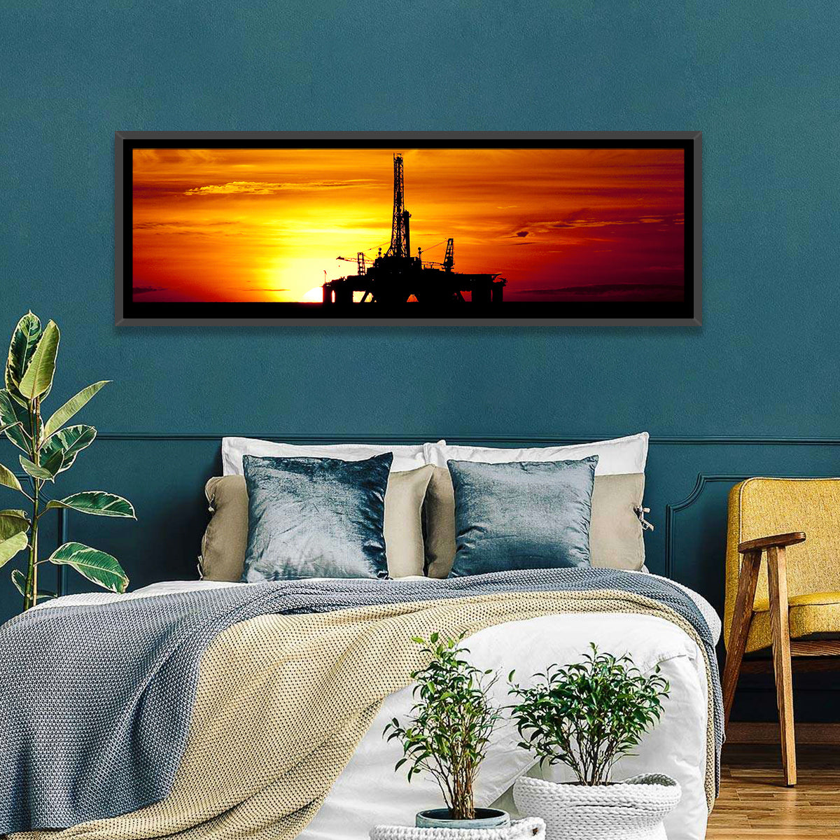 Offshore Oil Rig at Sunset Wall Art