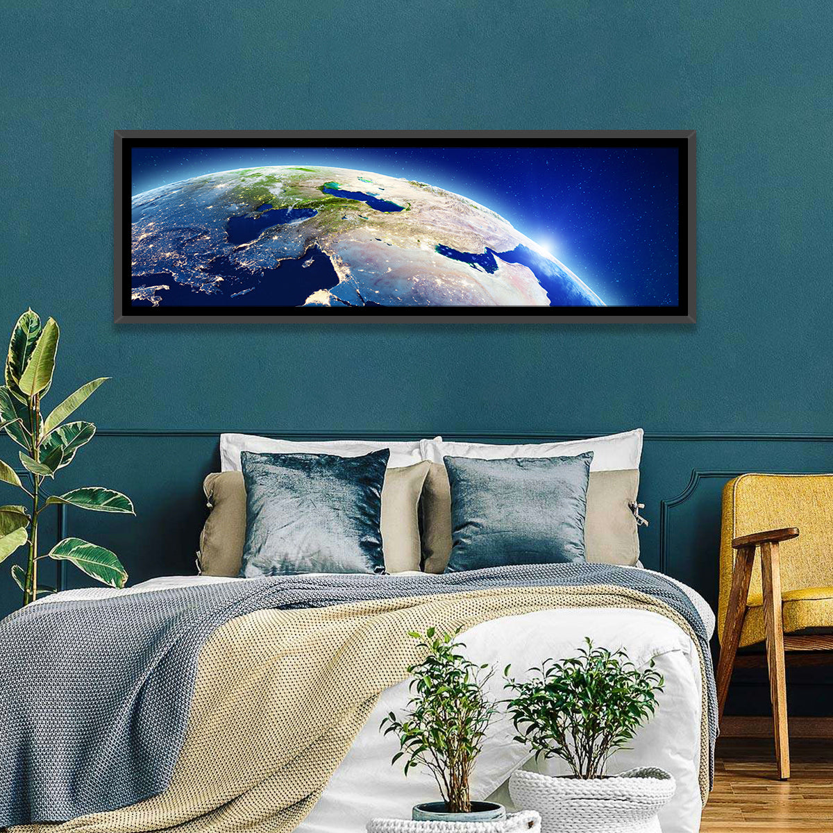 Middle East from Orbit Wall Art in a room, panoramic