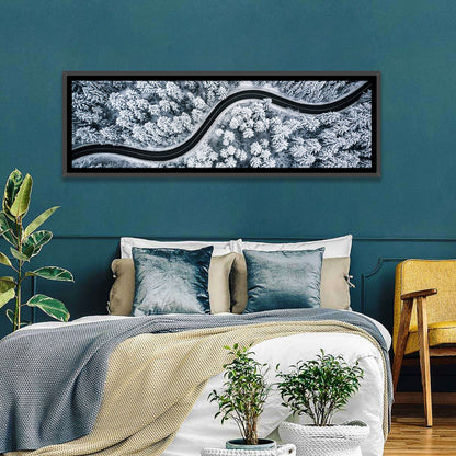 S-curve Winter Forest Road Wall Art