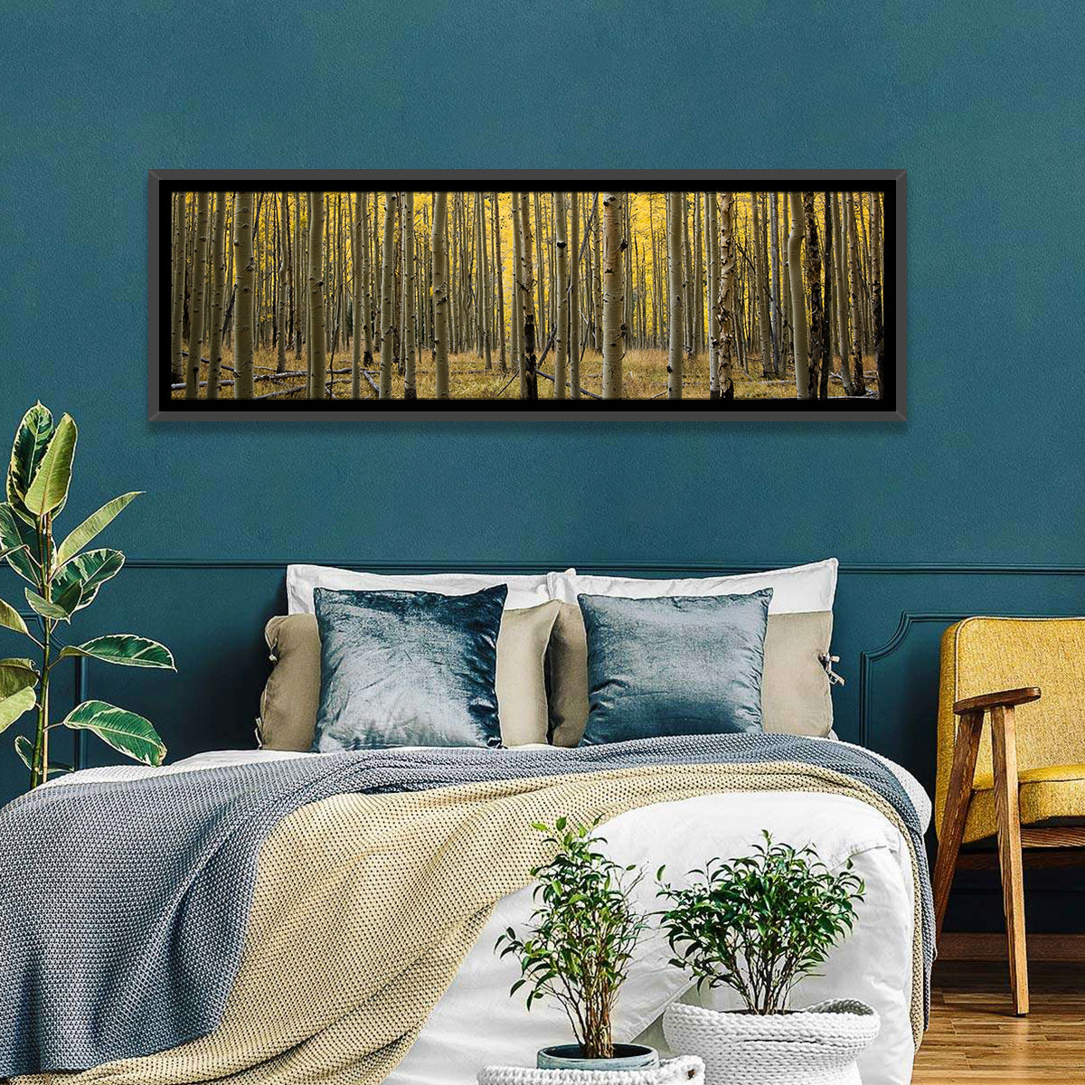 Golden Aspen Grove, Colorado Wall Art in a room, panoramic