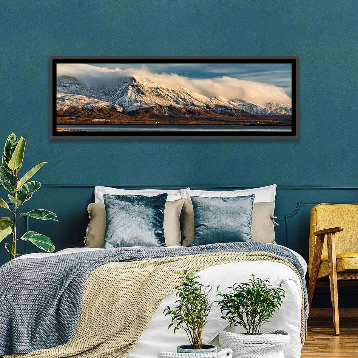 Reykjavik Golden Hour Mountains Wall Art