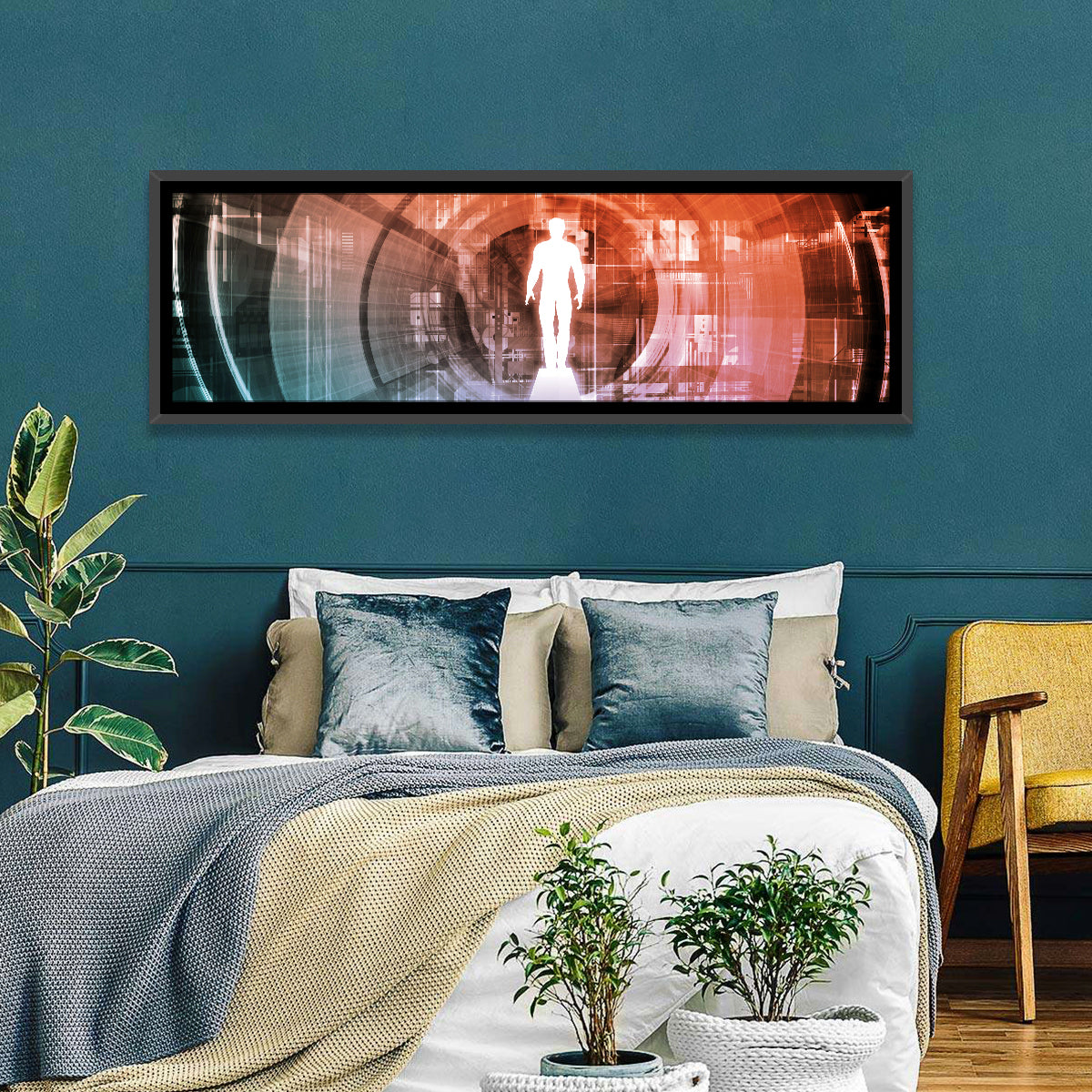 Future Technology Gateway Wall Art in a room, panoramic