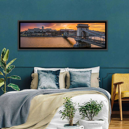 Budapest Chain Bridge at Golden Dusk Wall Art