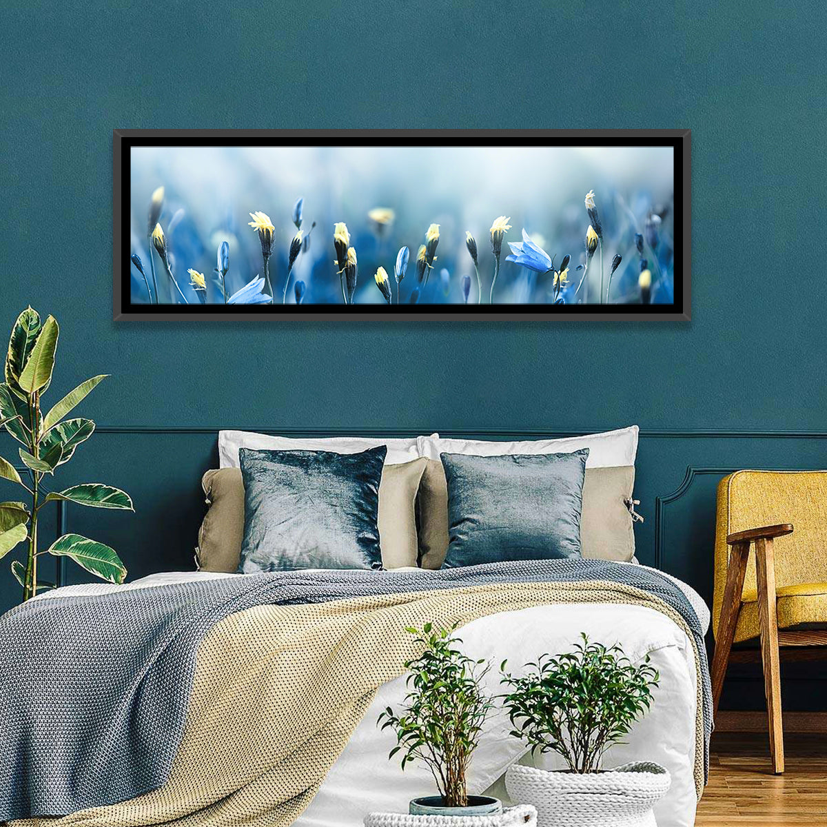 Blue Bellflowers and Yellow Buds Wall Art