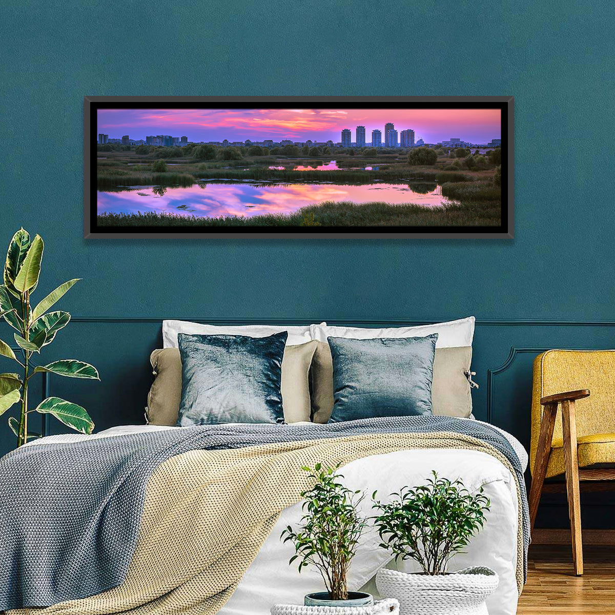 Vacaresti Park Sunset Reflection Wall Art