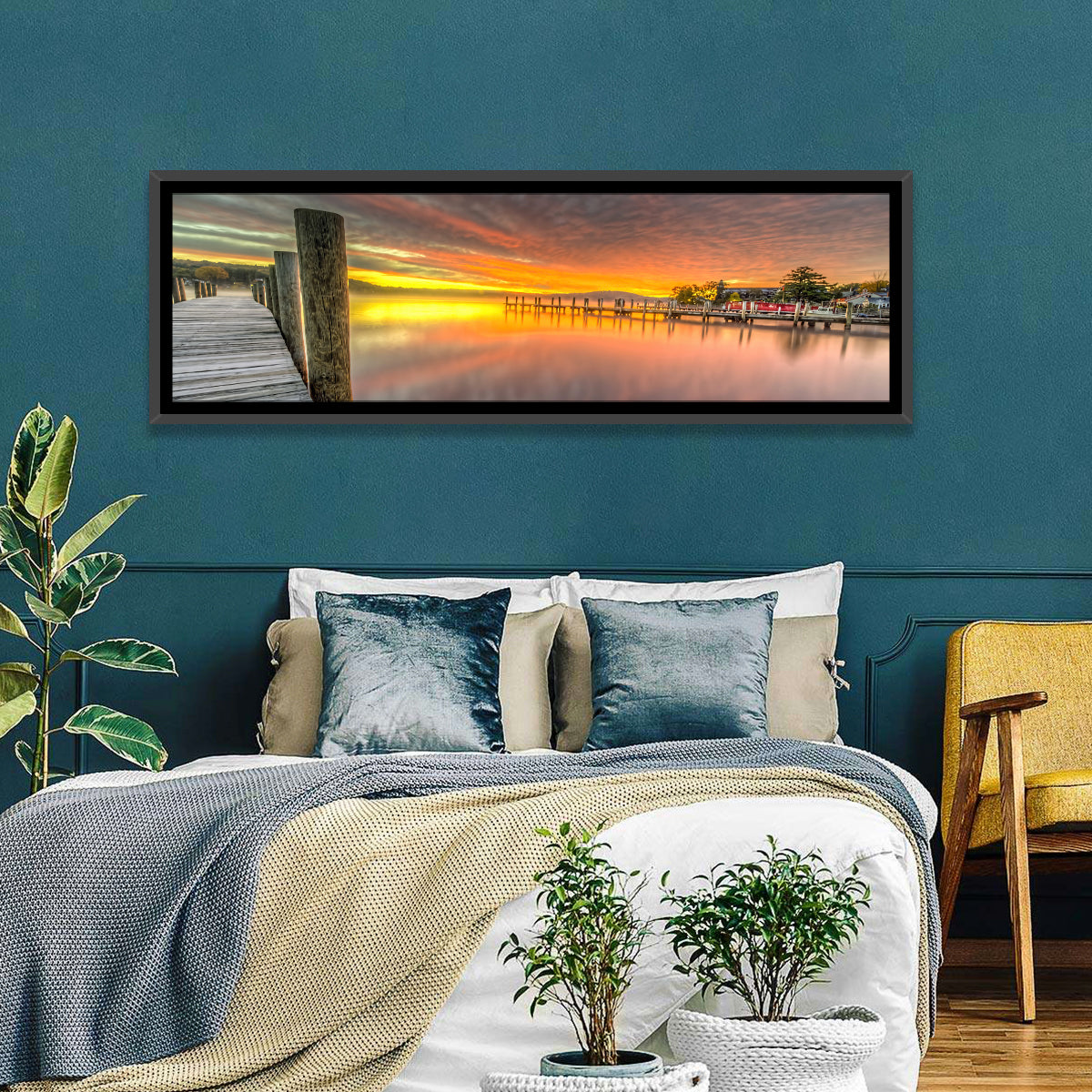 Meredith Bay Pier at Sunrise Wall Art