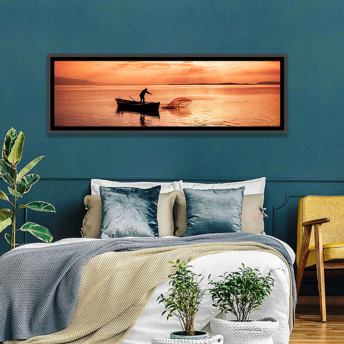 Uluabat Lake Fisherman at Dusk Wall Art