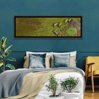 Aerial Herd of Elephants Wall Art