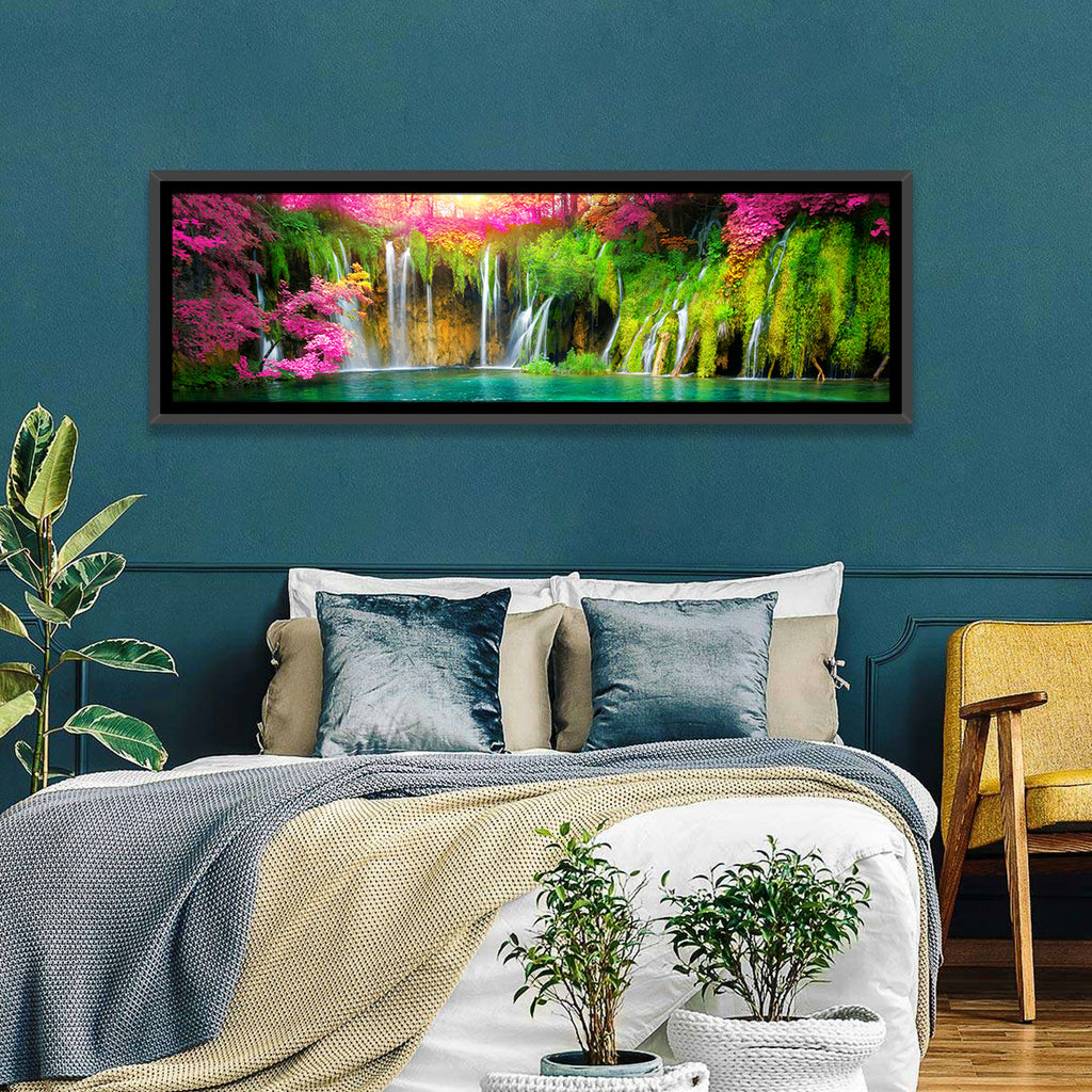 Plitvice Falls in Golden Light Wall Art