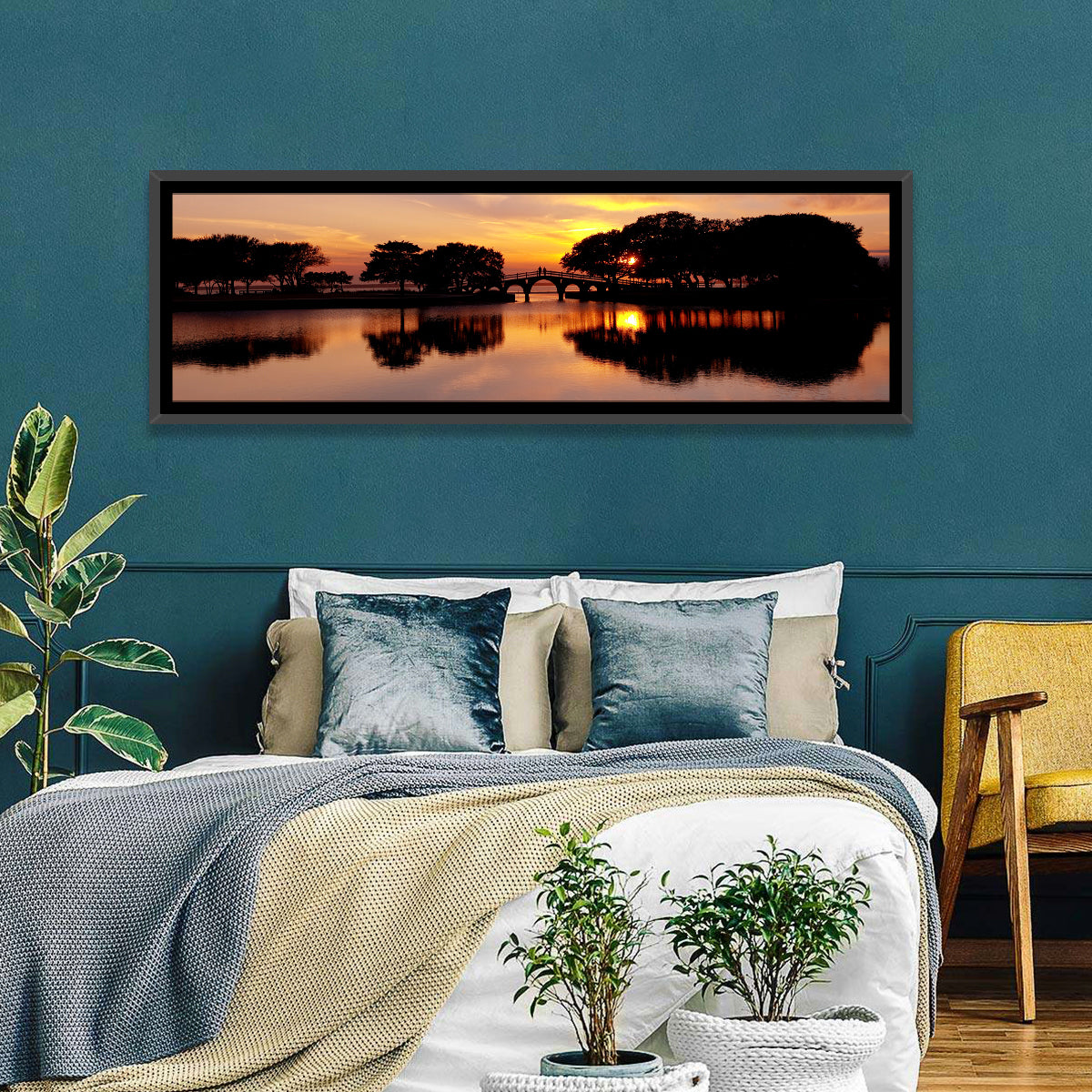 Tranquility Bridge at Sunset Wall Art