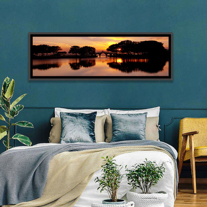 Tranquility Bridge at Sunset Wall Art