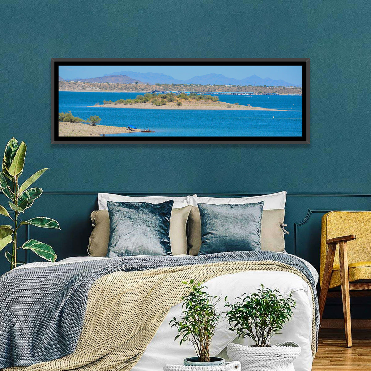 Lake Pleasant Shoreline with Boat Wall Art