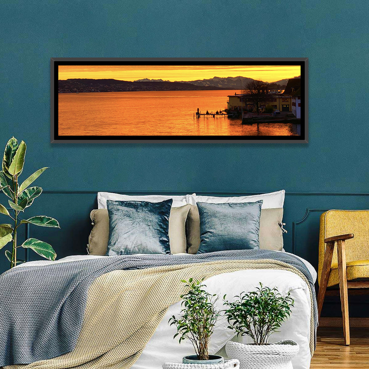 Lake Zurich Golden Sunset Wall Art