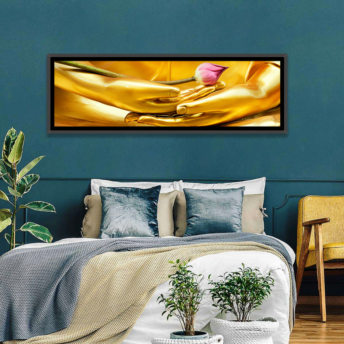 Buddha Hands with Lotus Wall Art