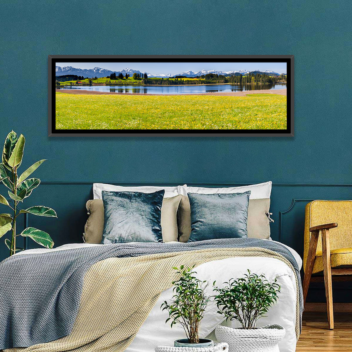 Alpine Lake Meadow with Dandelions Wall Art
