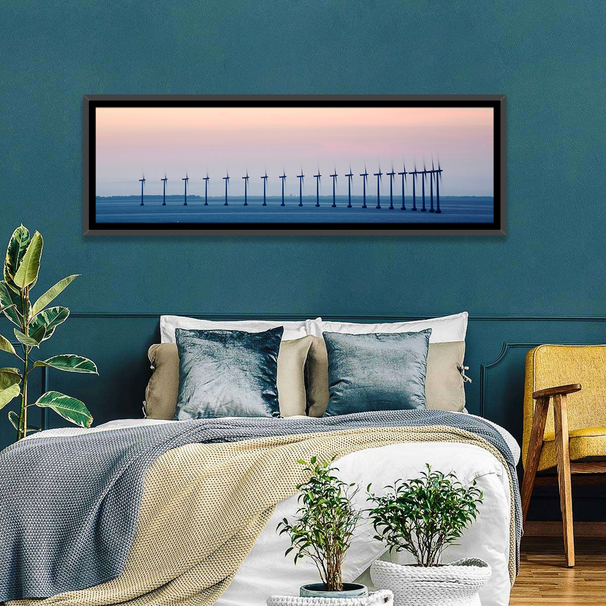 Coastal Wind Farm at Dusk Wall Art