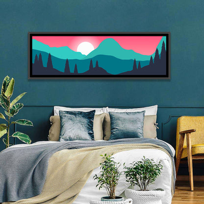Turquoise and Pink Mountain Sunset Wall Art