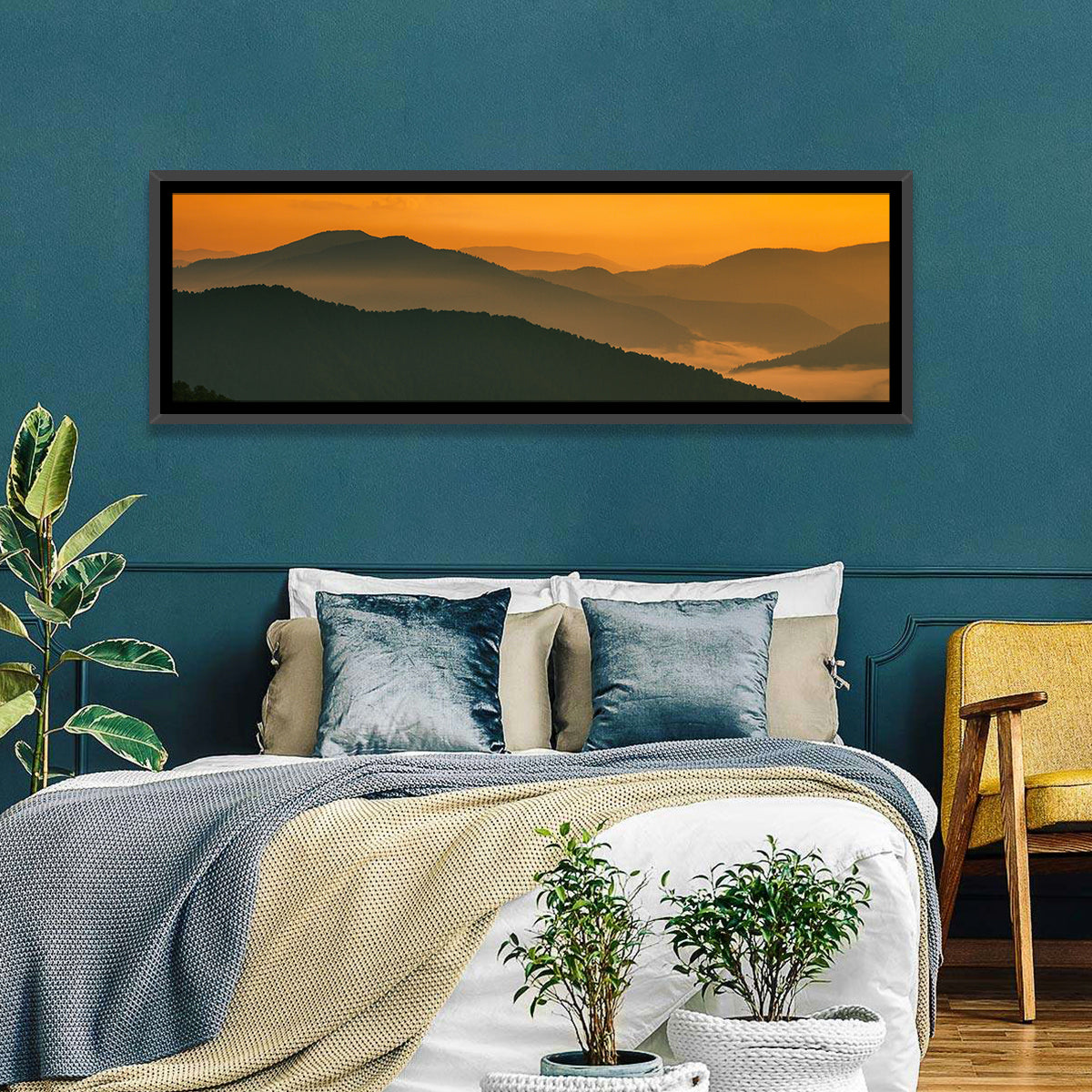Golden Mist Mountain Valley Wall Art