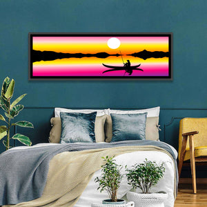 Fisherman Boat in Lake Wall Art