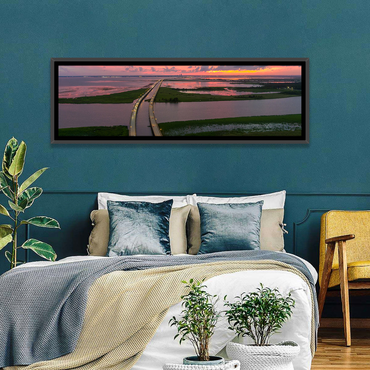 Mobile Bay Causeway at Dusk Wall Art