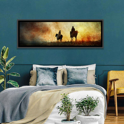 Silhouetted Horse Riders at Sunset Wall Art