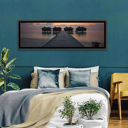 Overwater Bungalows at Sunset Wall Art