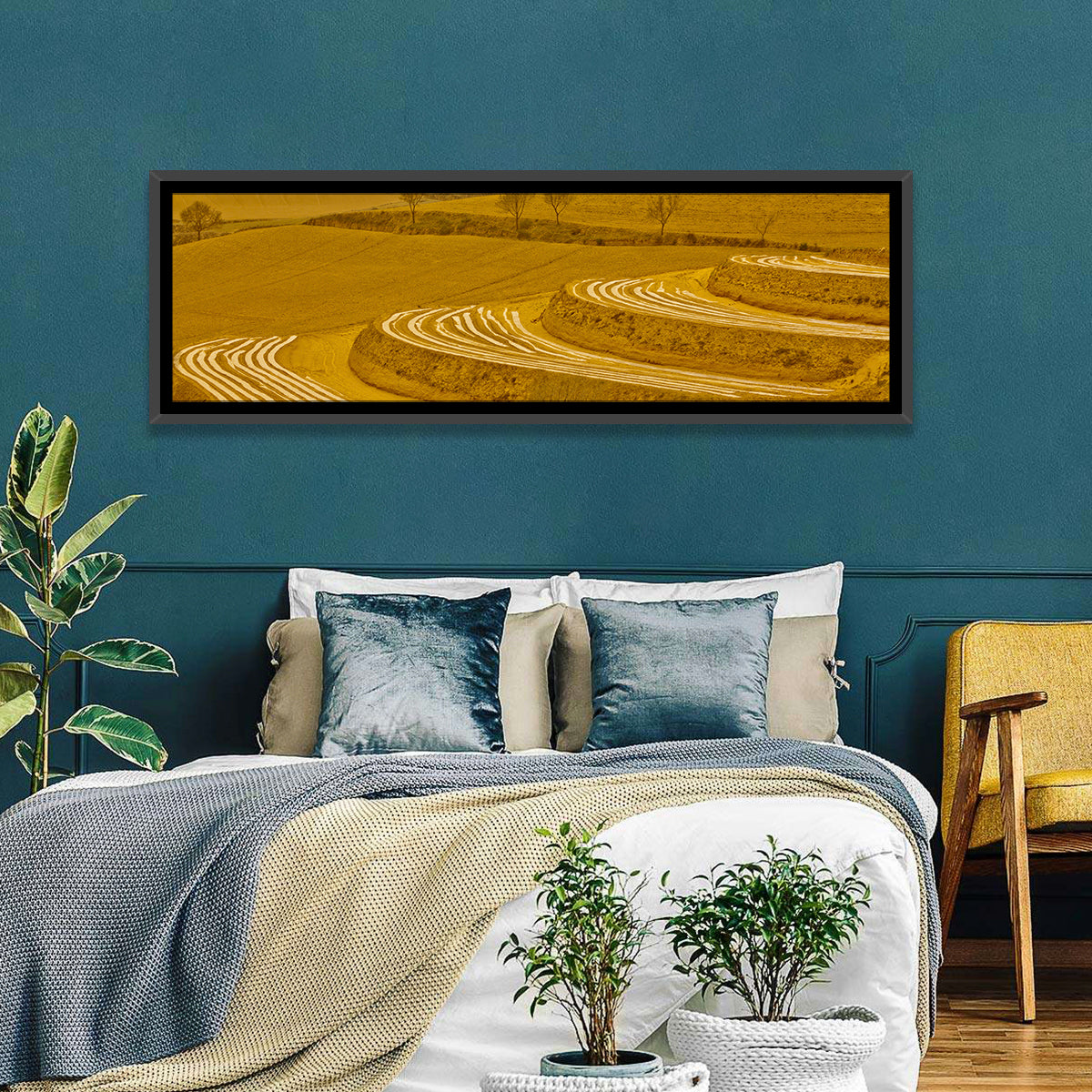 Loess Plateau Terraced Farmland Wall Art in a room, panoramic