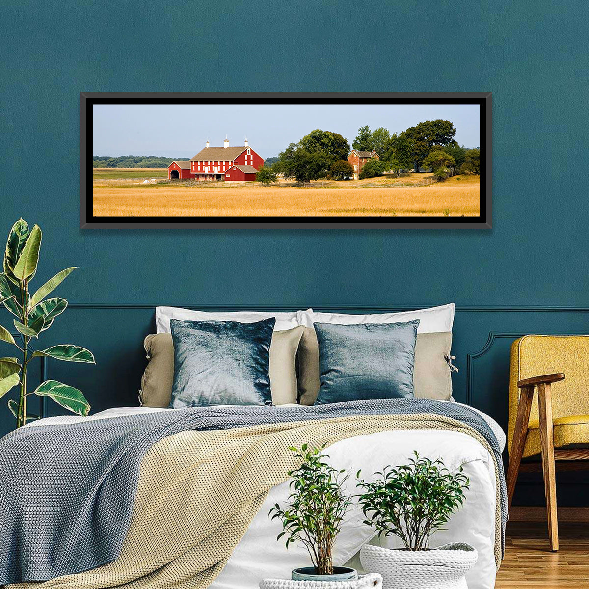 Gettysburg Farm Field Wall Art in a room, panoramic