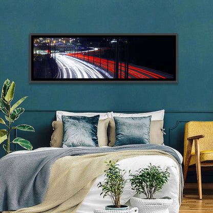 Night Highway Light Trails Wall Art