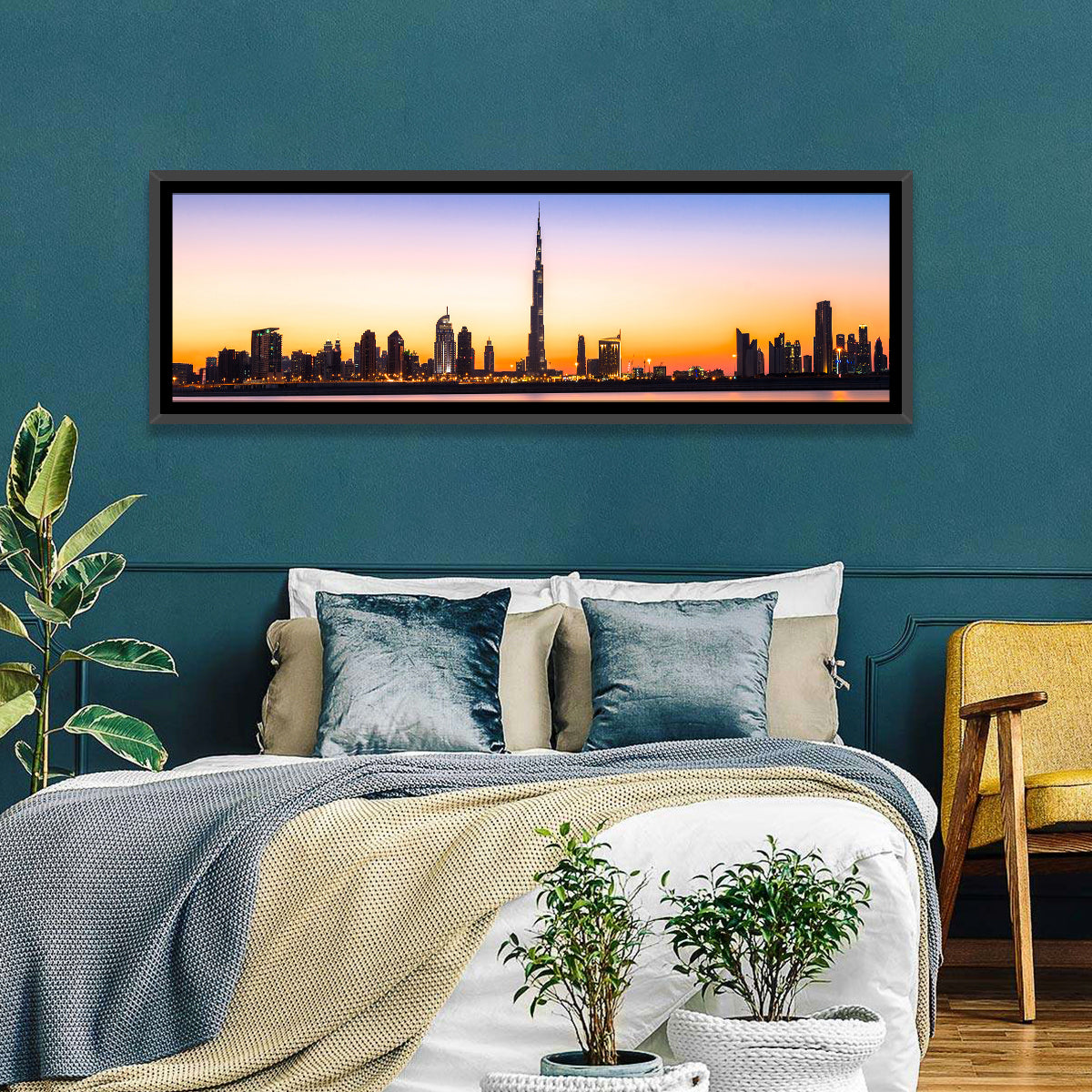 Dubai Skyline at Dusk Wall Art