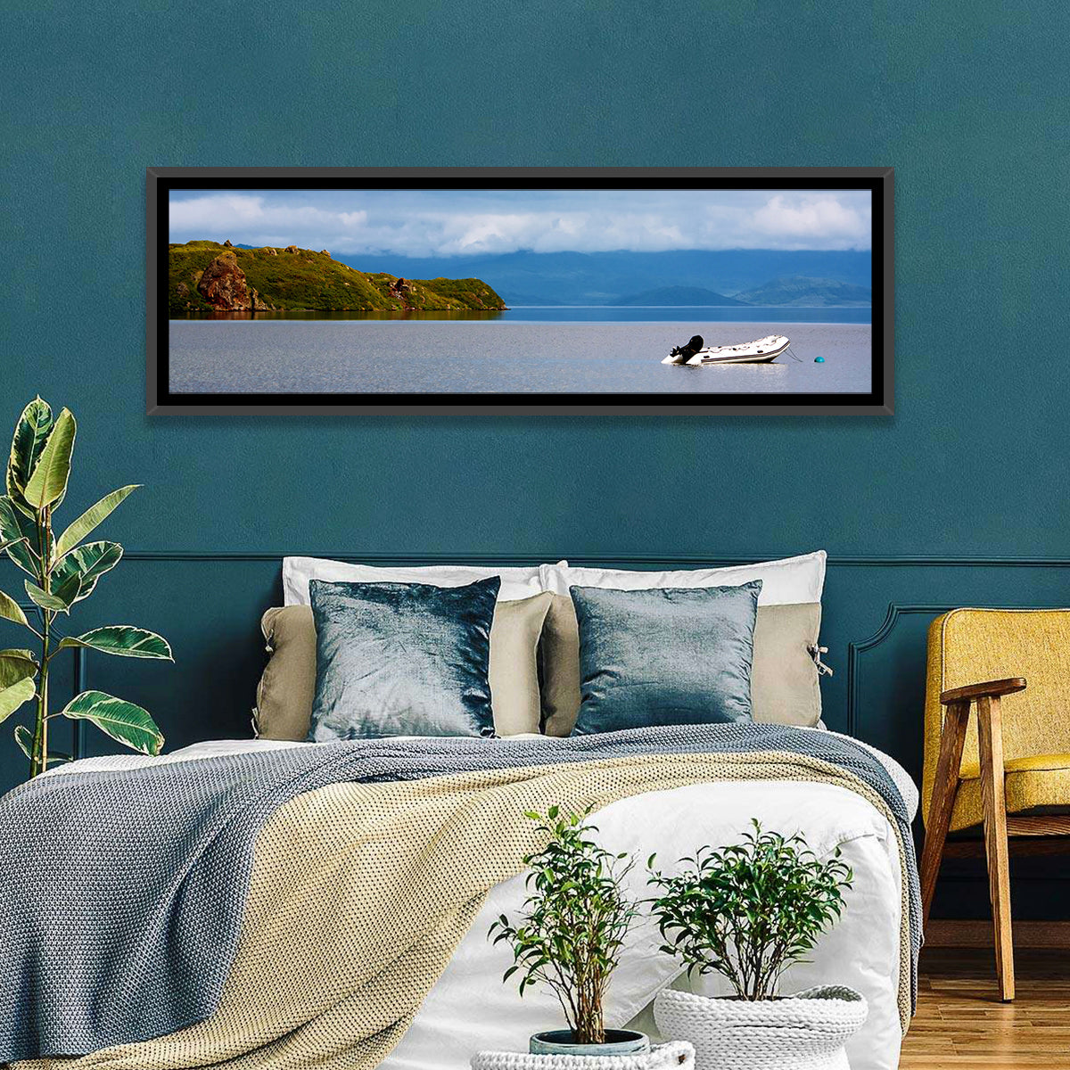 Kronotskое Lake with Boat Wall Art